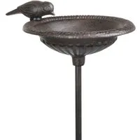 Moritz Vogeltränke Vogelbad Gusseisen 92 cm Erdspieß antik braun runde Schale Vogel Deko