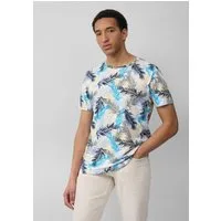 s.Oliver Kurzarmshirt T-Shirt T-Shirt aus Leinenmix mit All-over-Print