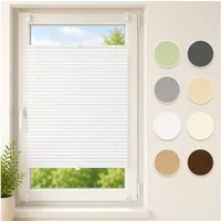 Sekey Plissee Plissee ohne Bohren Klemmfix verspannt für Fenster & Tür Lichtschutz, blickdicht, Klemmfix, Faltenstore Klemmfix Lichtschutz und Sichtschutz 45x120cm Weiß