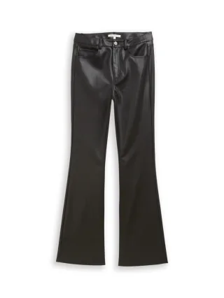TOM TAILOR Denim - Flared Hose in Lederoptik schwarz - Gr. - S