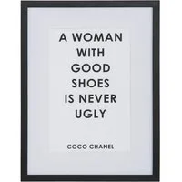 OTTO home Bild Zitat Coco Chanel, Motivationsbilder, Schriftzug, Schriftzüge, Schwarz-Weiß, Sprüche & Texte, HD Premium Poster-Druck inkl. Holzrahmen