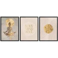 ARTFAVES Bilder-Collage Poster Set Yoga Spirit Trio I mehrteilige Bilderwand I Wandbilder Spir, (Wandbilder modern, 3 St)