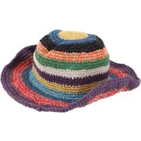 Guru-Shop Strickmütze Gehäkelter Sommerhut, bunter natürlicher..