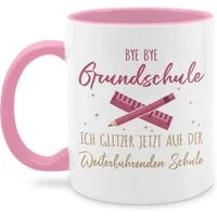 Shirtracer Tasse Bye Bye Grundschule ich glitzer jetzt auf der Weiterführenden Schule, Keramik, Grundschulabschluss