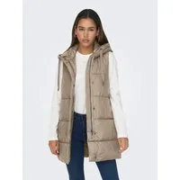 ONLY Steppweste ONLASTA – Lange Steppweste mit Kapuze für kalte Tage regular fit, modisch, Web, Polyester, Kapuze