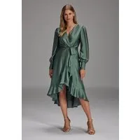 SWING Cocktailkleid - Vokuhila-Kleid mit blusigen Ärmeln Taillierter Schnitt mit ausgestelltem Rockteil
