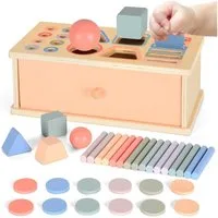 CLTYQ Lernspielzeug Kinder Montessori Spielzeug ab 3 Jahre Jungen Mädchen, Holzspielzeug ab 3 Jahr,Farbe Sortierspiel Steckspiel Kinderspielzeug