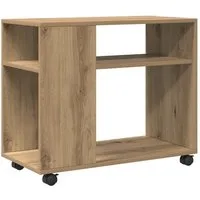 vidaXL Beistelltisch Beistelltisch mit Rollen Artisan-Eiche 70x35x60cm Holzwerkstoff (1-St)