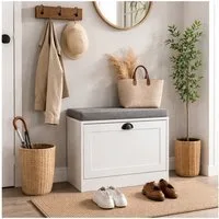 HTI-Living Schuhschrank Schuhschrank Thekla 1 Klappe 60 cm Weiß mit Sitzkissen (Stück, 1-St., 1 Schuhschrank)