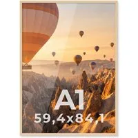 PHOTOLINI Bilderrahmen modern mit bruchsicherem Acrylglas, Holz MDF für Fotos & Poster, für 1 Bilder (1 Einzelrahmen), Posterrahmen groß A1 59,9x84,1 cm zum Aufhängen