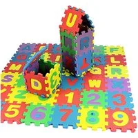 CLTYQ Puzzlematte Kinder Puzzlematten 36-teilig, Buchstaben & Zahlen, 12 x 12 x 1cm, Spielteppich Krabbelmatte Kinderteppich Puzzle Lernteppich