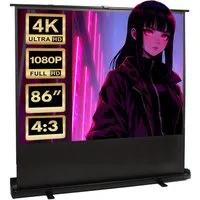 Maclean MC-963 tragbare Projektionswand Pull-Up-Leinwand (Mobile 86'' 4:3 Projektionswand)