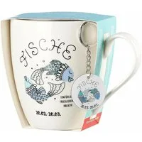 Ritzenhoff & Breker Becher Astro Fische, 1-tlg., Porzellan, mit Schlüsselanhänger