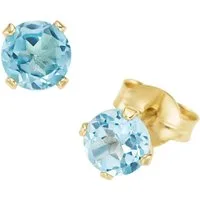 Firetti Paar Ohrstecker Schmuck Geschenk Gold 375 Ohrschmuck Ohrringe Edelstein Krappenfassung, mit Blautopas, Citrin oder Peridot