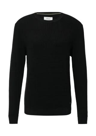 s.Oliver Red Label - Strickpullover mit Mustermix und Rundhals schwarz - Gr. - M