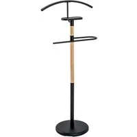 HAKU Herrendiener Anzugständer, Dressboy, Kleiderboy, Kleiderbutler, Stiller Diener, (1 St), freiform - aus Metall buche, schwarz -B/T/H 47/29/112 cm
