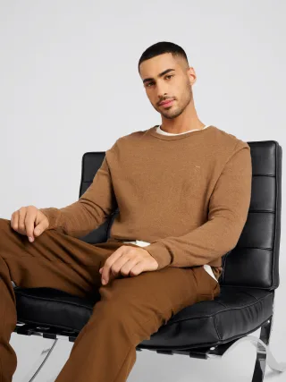 BASEFIELD - NOS Rundhals Pullover earth brown melange - Gr. - XXL