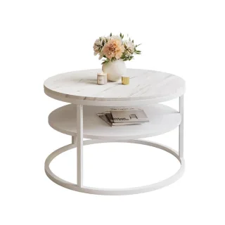Lookway Couchtisch, Weiß, Holzwerkstoff, Rund, 60x42x60 cm, Wohnzimmer, Wohnzimmertische, Couchtische