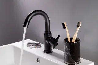 Neuesbad Serie 400 Waschtischarmatur, ohne Ablaufgarnitur, schwarz matt NB1DEBQT_N20M1