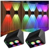Quntis LED Solarleuchte 2/4/8 Stück Solarleuchte Warmweiß/Bunt, Gartenleuchten für außen, Außenbeleuchtung, LED wechselbar, RGBW /Warmweiß, Kaltweiß, Neutralweiß, Solar Wandleuchte mit 13 Beleuchtungsmodi – Oben und Unten beleuchtet