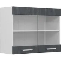 Vicco Glashängeschrank R-Line, Schwarz Beton/Weiß, 80 cm (1-St)