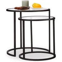 relaxdays Satztisch Beistelltische 2er Set Glas (2-St)