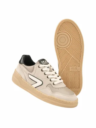 HUB Herren Court-Sneaker Grau Rindleder