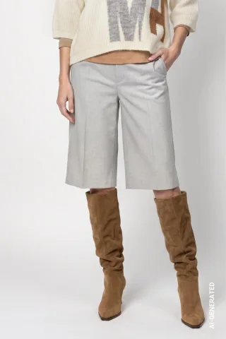 monari - Bermuda Hose light grey melange - Gr. - 38