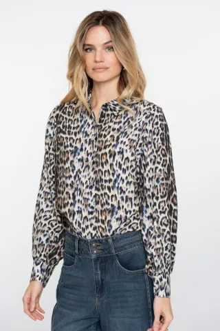 Geisha Fashion Women - Blouse animal camel/blue/black - Gr. - S