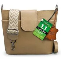 Adel Bags Schultertasche SARA Umhängetasche Damen Taupe aus Echtleder Crossbody (Test SEHR GUT, Note 1.1), 20 Farboptionen, Hergestellt in Italien, mit 2 Riemen