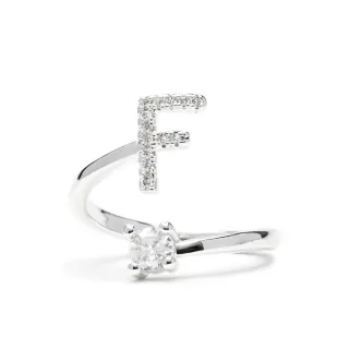 Luxenter Ring mit funkelndem Zirkonia, silberfarben – Alphabet