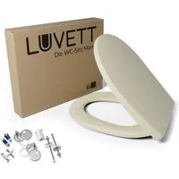 LUVETT WC-Sitz C100 mit Absenkautomatik, Duroplast sanitär, Universelle O-Form (Komplett-Set, Inklusive 3 Befestigungsarten), mit Original SoftClose® Absenkautomatik, Duroplast