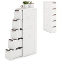 BlingBin Beistellwagen Schmaler Nischenschrank auf Rollen Rollschrank mit 4/5 Schubladen, (1er Set, 1 St., 42 x 19 x 91 cm), Nischenwagen Nischenregal Apothekerschrank Badezimmerschrank