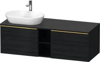 Duravit D-Neo Konsolenwaschtischunterbau wandhängend Eiche Schwarz Matt 1400x550x459 mm - DE4950L341 DE4950L34160000