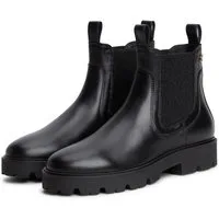 Tommy Hilfiger TH MONOGRAM LEATHER CHELSEA BOOT Chelseaboots Blockabsatz, Schlupfboots, mit beidseitigem Stretcheinsatz