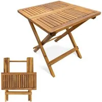 Spetebo Gartentisch Akazien Gartentisch geölt - 50cm - Holz Klapptisch (Stück, 1-St., Klapptisch), Klappbarer Beistelltisch für Balkon Terrasse und Garten