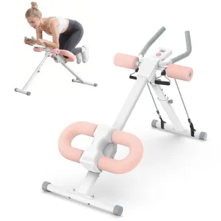 Warmounts 440lbs Capacity Foldable Adjustable Ab Trainer Core Workout Machine with Resistance Bands Men Women Exercise E