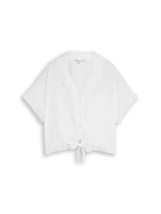 Denim Tom Tailor - Resort Hemdbluse mit Knotendetail white - Gr. - L