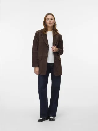 VERO MODA - VMPERNILLE LS SUEDE BLAZER JACKET chocolate torte - Gr. - XL