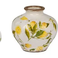 formano Dekovase Vintage Lemon, Handarbeit, Weiß, Zitronen, H: 13cm