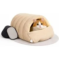 LaCute Tierbett Katzenhöhle 2-in-1 faltbar Plüsch Katzenbett Haustierbett klein, Plüsch (Polyester), 2-in-1 Katzenhöhle faltbar Plüschbett für Katzen kleine Hunde