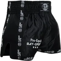 BAY-Sports Sporthose Thaiboxhose Thaiboxen Hose Shorts Muay Thai Kick Pro Equip schwarz (1-tlg) Kixkboxen, MMA, für Kinder und Erwachsene