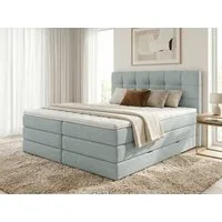 Sofnet Boxspringbett Best XL (2x Bettkästen, Bonellfederkern- und Taschenfederkernmatratze, Topper), Polsterbett, Doppelbett, Webstoff, mit Kopfteil, 140/160/180x200 cm