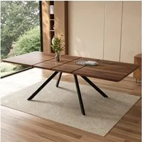KLAM HOME Esstisch Großer Ausziehtisch Mit 3 Längen 160 Bis 240 Cm Für 6-10 Personen (Esstisch In Nussbaum Optik Mit Stabilen Metallbeinen), Praktischer Küchentisch Geeignet Für Esszimmer Wohnzimmer Und Feiern