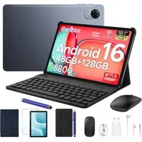 Aorlym P10 Pro Tablet Android 16 10 Zoll, mit Tastatur, 120Hz, 8800mAh, 13MP Tablet (10.1", 8 GB, Android 16, Gemini AI, Octa Core T7250, 128GB ROM, Face ID/GPS/FM, 3,5mm Buchse)