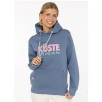 Zwillingsherz Hoodie "Küste" statement Stickerei, gestreifte Kordel, Kapuze