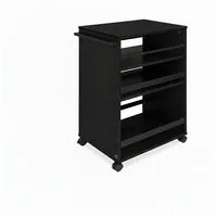 bomoe Rollwagen Nischenwagen Servierwagen auf Rollen mit 3 Bengt, 50x38x79cm, Schwarz, 3 verstellbare Ebenen & Holz Küchenwagen mit Arbeitsplatte