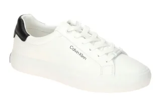 Calvin Klein Damen Sneaker VULC LACE UP HW01681 0K4 Wei?/schwarz - Textilfutt...