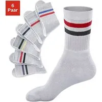 Go in Freizeitsocken Tennissocken Damen Herren Kinder Sportsocken Ringel Baumwollmischung (Packung, 6-Paar, Gr. 23-26 bis 47-50) mit Frottee, mit verstärkter Ferse & Spitze