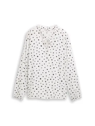 Denim Tom Tailor - Bluse mit Punktmuster small offwhite black dot print - Gr. - XS